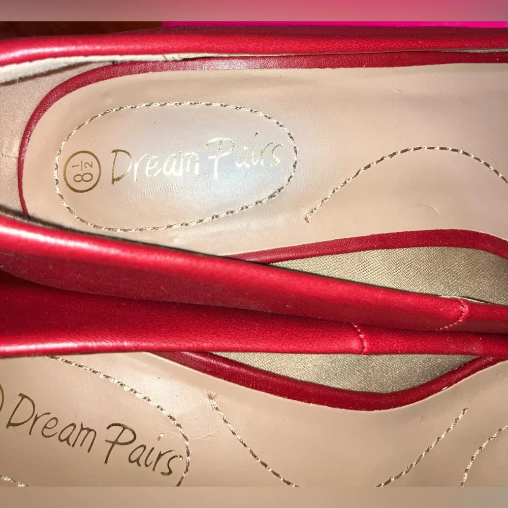 EUC Dream Pairs Open Toe Red Pumps City-OT  3.5” Heel size 8.5 worn once w/box - Picture 5 of 10